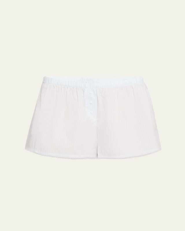 Gigi Striped Lace-Trim Cotton Boxer Shorts